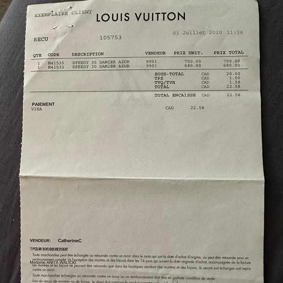 SOLD - mint 2011 Louis VUITTON 35 SPEEDY DAMIER AZUR - Picture 14 of 14